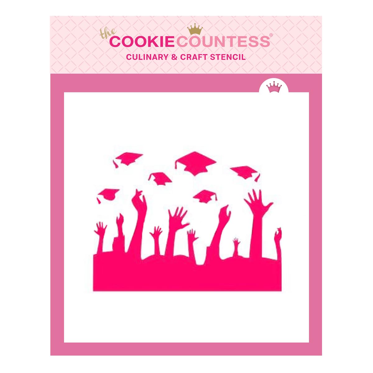 The Cookie Countess Throwing Grad Caps Stencil