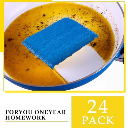 Image of Honeydak 24 Pack Multicolor Cellulose Scrub Sponges,Non-Scratch Scrubbing Cleaner Sponges for Kitchen in 4 Color, Durable Dishwashing Household Dish Cloths,5.2 inch l x 3.4 inch w x 0.6th