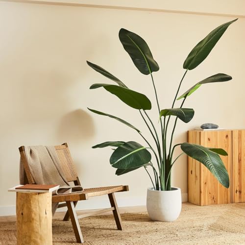 BLAINE | Strelitzia 120cm | Plantas Artificiales Decorativas | Planta Artificial Grande | Plantas Artificiales para Interior/Exterior | Planta Artificial Realista Decorativa para Casa