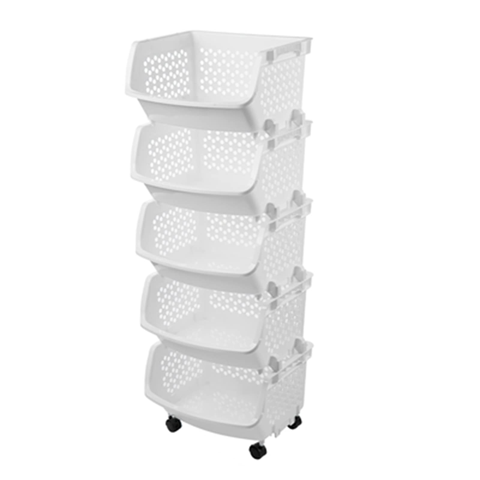 Estante de almacenamiento de plástico de 5 niveles con ruedas para cocina