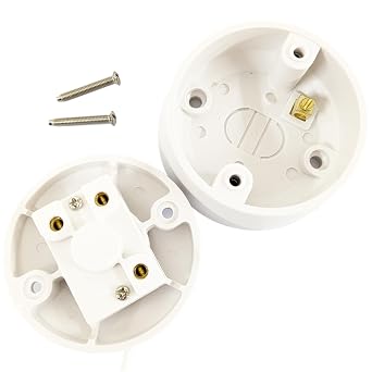 2 PACK 1m Pull Cord Ceiling Light Switch 10A 230V White Plastic 2 Way Bathroom Lighting Switch with 76mm Round Rose