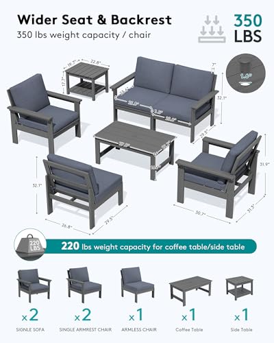 Image of SERWALL HDPE Outdoor Patio Furniture Set | with Coffee Table & Side Table