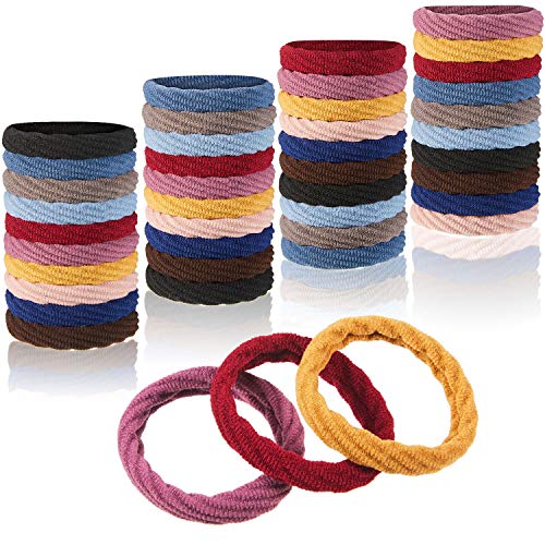 100 Pieces Hair Ties Thick Seamless Ponytail Holders Hair Ties No Crease Hair Bands for Women Girls Simple Hair Tie for Thick Heavy Curly Hair, Multicolor