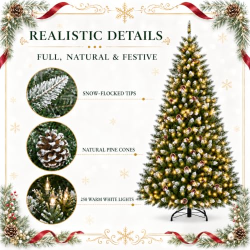 6' IDEALHOUSE Prelit 250 LED Flocked Artificial Christmas Tree - image 4
