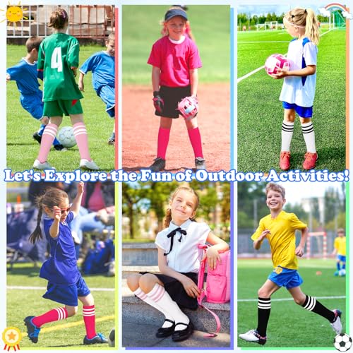 Image of Sarfel Youth Toddler Soccer Socks Kids Baseball Socks Youth Boys Girls Knee High Softball Football Accessories Tube Cotton