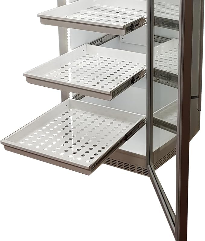 MBH - Armario expositor refrigerado industrial con estantes extraíbles especial para farmacias. Frigorífico expositor profesional para medicamentos.