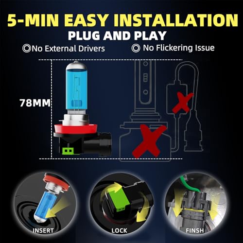 Image of H11 Fog Light Bulbs Compatible with 2009-2019 Ford Flex,Halogen Light Bulbs,Super Bright 6000K White,Plug and Play,Pack of 2