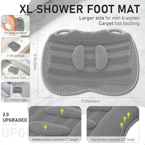 Mabnuby Shower Foot Scrubber Mat in Shower, XL Silicone 3D Feet Bath Washer - image 2