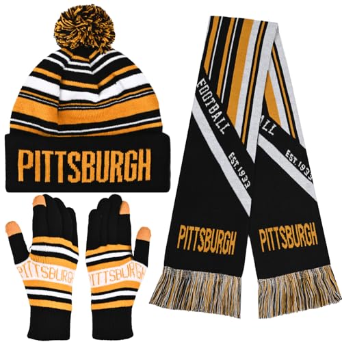 Vintage Classic Skull Cap Beanie Hat Cuffed Winter Hat Knit Comes with Warm Gloves Scarf Gifts for Men Women Fans