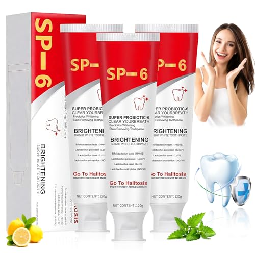 3PCS Probiotic Whitening Toothpaste, SP-6 Pasta Dental Probiótica, Sp-6 Pasta de Dientes, Elimina las Manchas Dentales, Refresca el Aliento