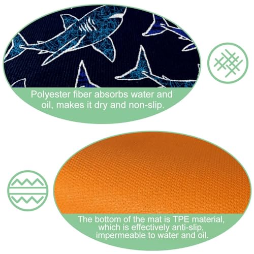 Tapis de cuisine antidérapants lot de 2 grand format lavable requin - 6