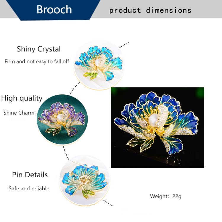 Image of Elegant Flower Brooch Pin for Women, Stylish Vinage Crystal Pearl Rhinestones Brooches Pins Dainty Lapel Pins for Dress Accessories Jewelry