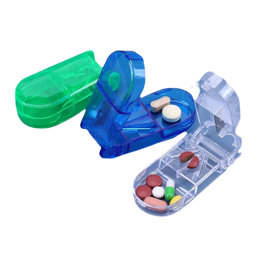 Pill Cutter, Pill Splitter with Blade and Storage Compartment for Small or Large Pills Cut in Half Quarter for Pills Tablets (Pink)