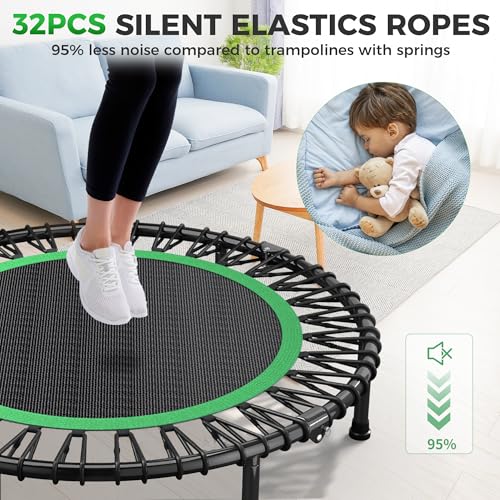 Image of 40 inch /48 inch Rebounder Trampoline for Adults with Bungee Cords, Exercise Rebounder for Adults Indoor /Outdoor Workout, Max Load 450 /550 LBS