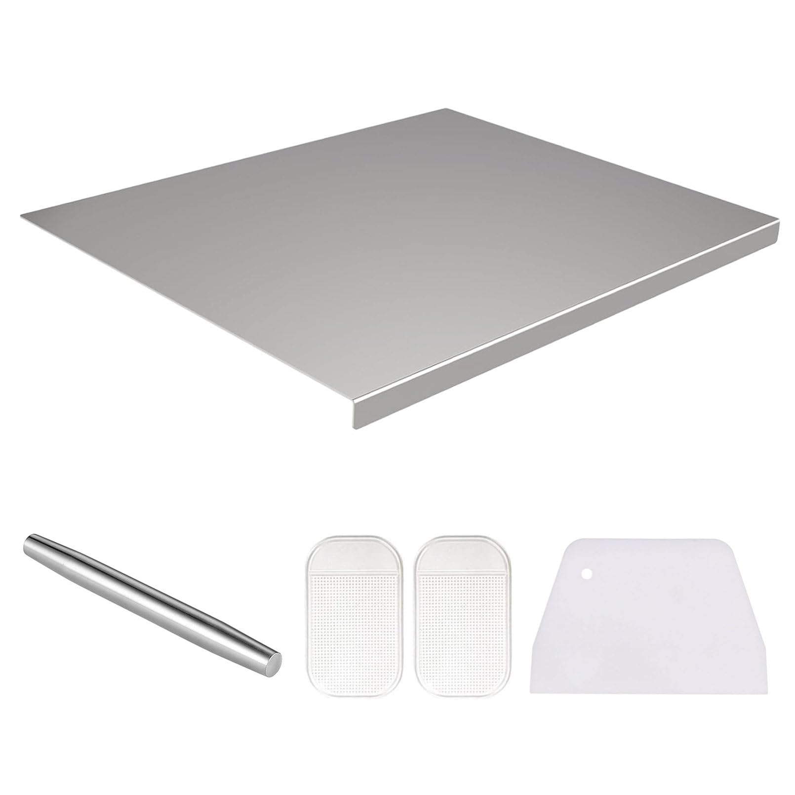 Planche À Découper En Acier Inoxydable, 304 Planche À Pétrir Inox, Plaque Inox Cuisine, Planche À Découper En Titane Avec Bord D'arrêt Pour La Pâtisserie, Le Pétrissage,60x70cm/23.6"Lx27.5"W