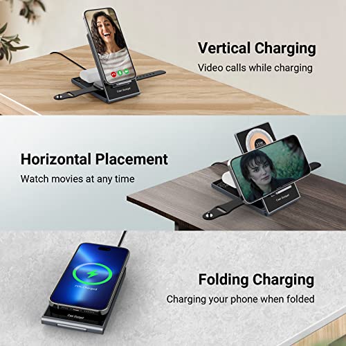 15W Fast Foldable Magnetic Wireless Charger, 3 In 1 Wireless Charging Station For Travel, Cool Gadget Wireless Charging Station For Multiple Devices, Charger Station For Iphone, Apple Watch, Airpods #TOP2
