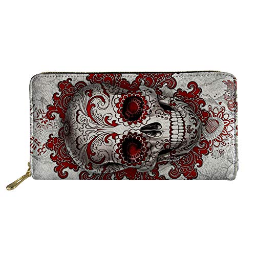 Biyejit Monedero con Estampado de Calavera de Cuero con Cremallera, Bolso de Mano para teléfono, Organizador de Viaje Grande, Estuche de Viaje para Mujer Cover