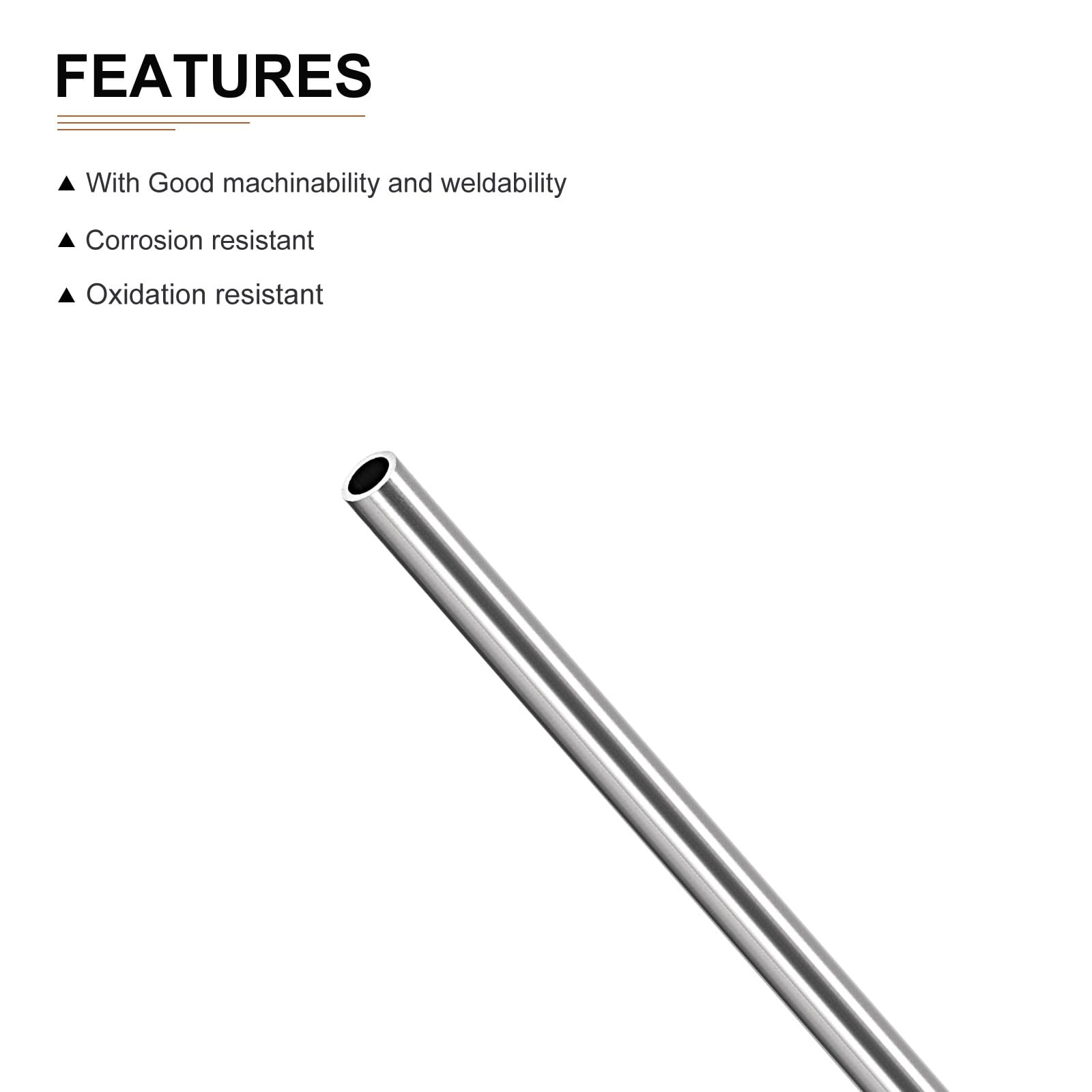DTGN 8 mm x 1 mm x 250 mm (ADxWall TxL) rura ze stali nierdzewnej 304 - 2 sztuki - dobre do wyposażenia maszynowego - polerowane węże metalowe