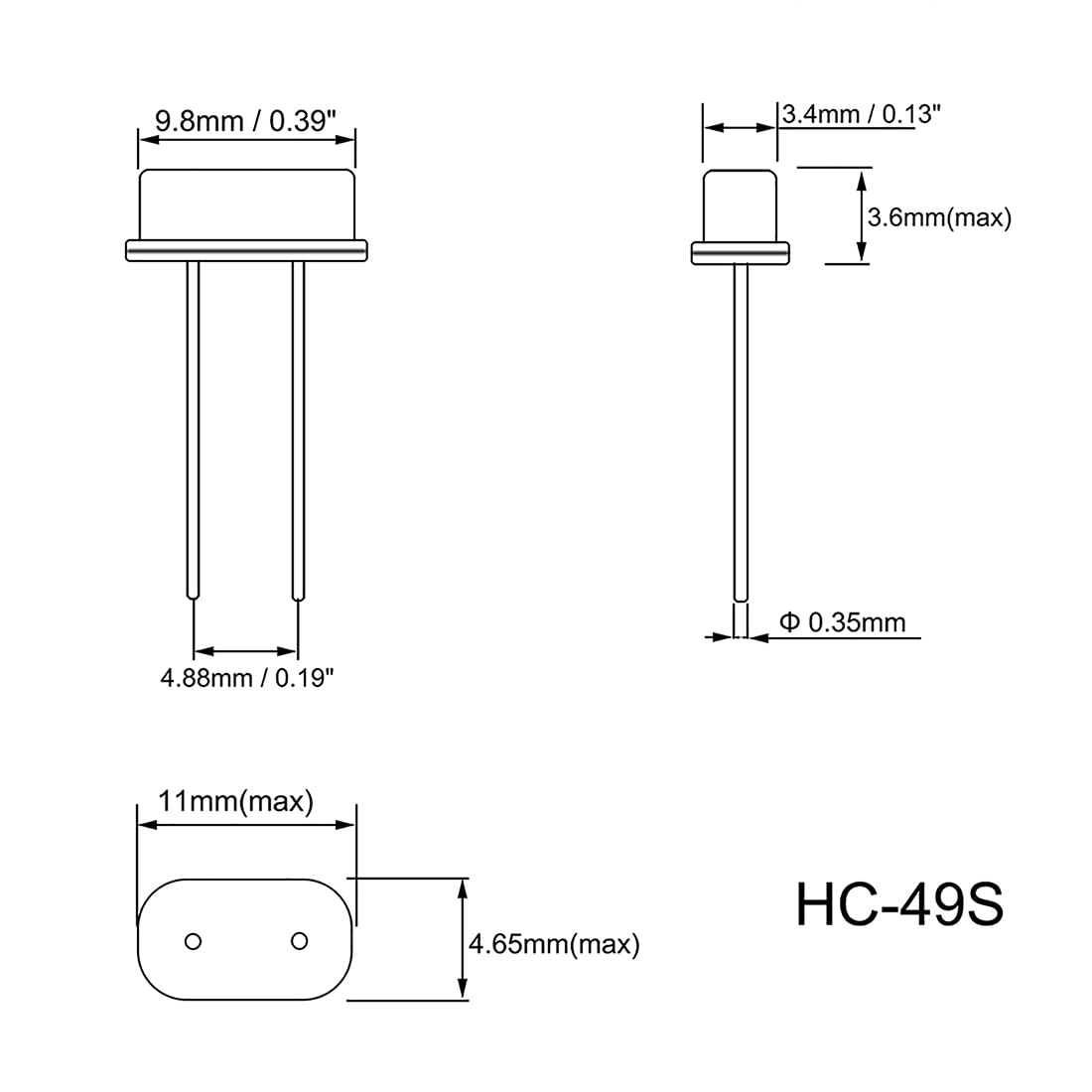 sourcing map DIP Cuarzo Cristal Osciladores Resonadores HC-49S 4.096MHz