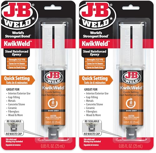 Image of JB WELD KWIKWELD - 6 MINUTE STEEL EPOXY | Strong, Lasting Repairs To Metal & Multiple Other Surface Types | 50176UK (Pack of 2)