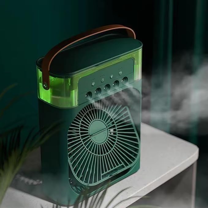 Image of VoiDrop Mini Cooler 3-in-1 Portable Air Cooler for Room Cooling, Home, Office | 7 LED Colors, 3 Wind Speeds, 3 Spray Modes, Timer (1 /2 /3H), USB Powered | Green