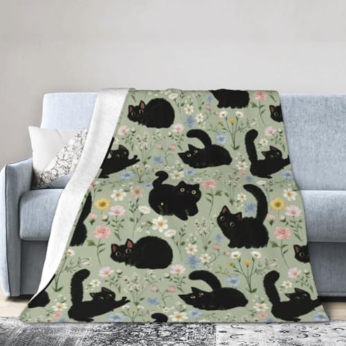 Black Cat Throw Blanket Soft Cozy Warm Blanket Women Men 60X50 Throw for Couch Bedroom Home Decor
