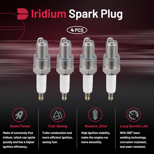 Image of BDFHYK 5122 Iridium Spark Plugs Compatible with Porsche 1965-1967 1973 911 for Honda 1979-1980 Prelude 1979 Accord for MG 1959 MGA 1.5L 1.6L 1.8L 2.0L 2.3L 2.4L L4 H6 Replacement for BR7ES Set of 4