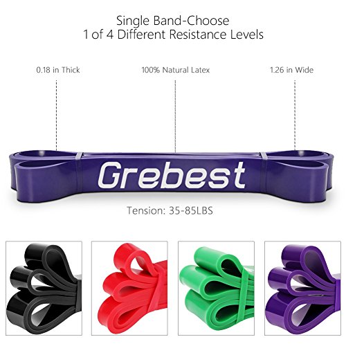 Grebest Pull UP Assist Bands,Heavy Duty Resistance Exercise Band,Powerlifting Stretch Bands and Assisted Pull Up Band Perfect for Body Stretching Weightlifting Training Fitness (Purple)