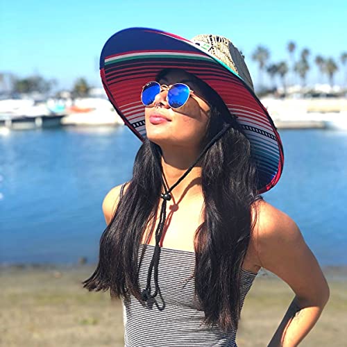 Image of COR Surf Straw Hats for Men and Women Classic Lifeguard Sun Hat with UPF 50+ Cloth Printed Under The Beach Hat