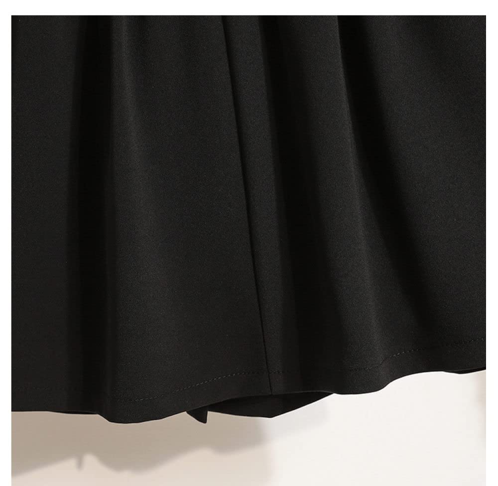Röcke Damen,Damen-Minirock, Schwarz, Elastischer Bund, Knopffaltenröcke Mit Schlitz, A-Linie, Geraffter Lagenrock Mit Hose, Lässiger Kurzer Rock Für Mädchen, Damen, XXL