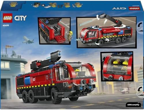 LEGO City Havaalanı İtfaiye Kamyonu 60499 – 7 Yaş ve Üzeri Çocuklar için 4 İtfaiyeci Minifigürü ile Koltuklu Ayrıntılı Kokpit İçeren Yaratıcı Oyuncak Araba Yapım Seti, Hediye Fikri (691 Parça) - Görsel 4