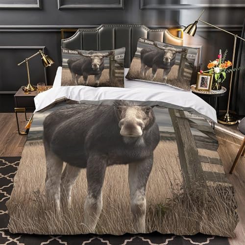 Housse de couette 3D Élan Debout 135x200 parure lit microfibre - 2