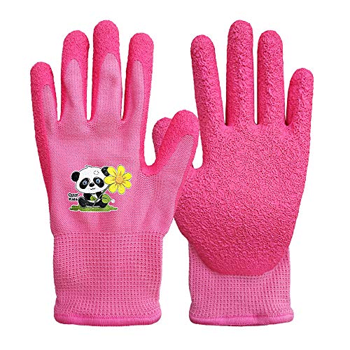 Qear 1 Pair Kids 3-6 Years Girl Pink Garden Work Gloves,Knitted Liner,And Latex Rubber Palm Coated For Water/Dirty Resistance (3-6 Years Pink Xxxs) #TOP18