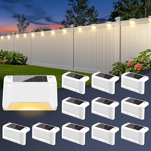 ESUNYD Solar Deck Lights Outdoor Waterproof, Solar Powered Fence Lights for Outside Stairs, Step...