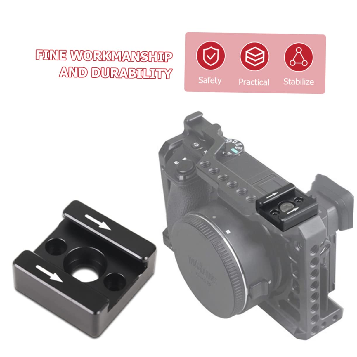 KONTONTY 1 Set Cold Shoe Flash Bracket Hot Shoe Adapter Bracket for Monitor Flash Stand Adapter Bracket for Flash Bracket for LED Light Adapter Bracket Flash Shoe Mount Aluminum Alloy Black