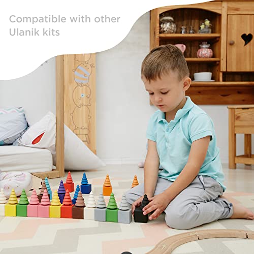 Ulanik Tannenbäume auf dem Brett Montessori Spielzeug Holzsortierspiel 25 Tannenbäume 55 mm Ab 3+ Jahre Lernspielzeug für Vorschule für Farbsortierung und Zählen