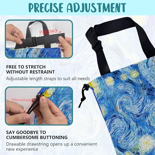 Image of Car Garbage Bag Starry Night Hanging Canvas Car Trash Bag Waterproof Drawstring Car Back Seat Organizer for Car Back Front Seat Console with Adjustable Buckle