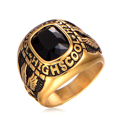 mingxinshangdian Bijoux pour Hommes Bague en Acier au Titane avec Pierres précieuses incrustées d'aigle Vintage Cover