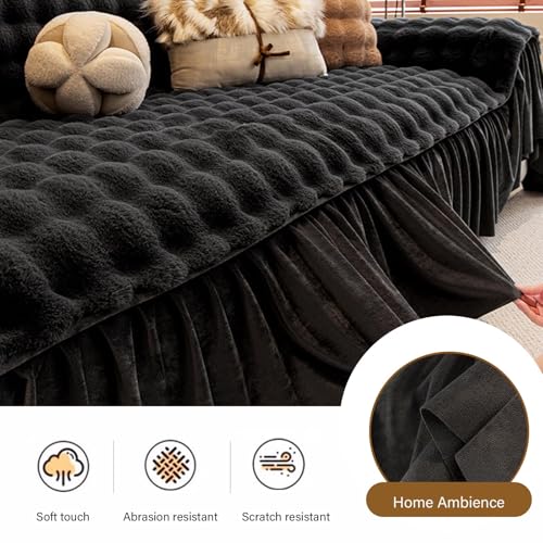 Housse de canapé d'exception en peluche de type lapin douceur suprême - 4