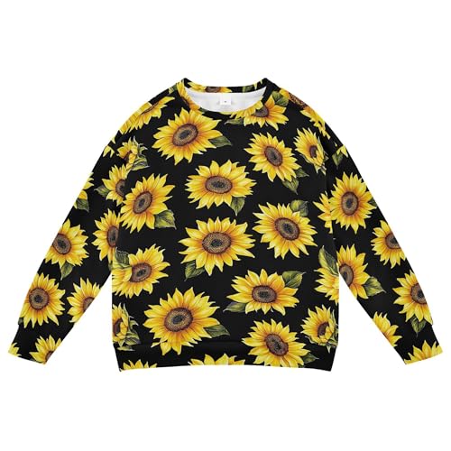 JUNZAN Black Sunflowers Little Kids Hoodie Sweatshirt Long Sleeve Hoodie for Boys Athletic 4T
