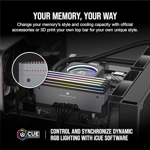 Image of CORSAIR Dominator Titanium RGB DDR5 RAM 96GB (2x48GB) 6000MHz CL30-36-36-76 1.40V AMD EXPO Intel XMP 3.0 Desktop Computer Memory - Gray (CMP96GX5M2B6000Z30)