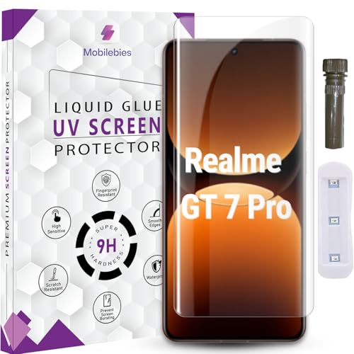 Image of Premium HD+ UV Tempered Glass Screen Protector For Realme GT 7 Pro 5G (6.67 Inch, Pack of 1) Full Adhesive UV Curved Screen Protector Case Friendly HD Clarity with installation kit