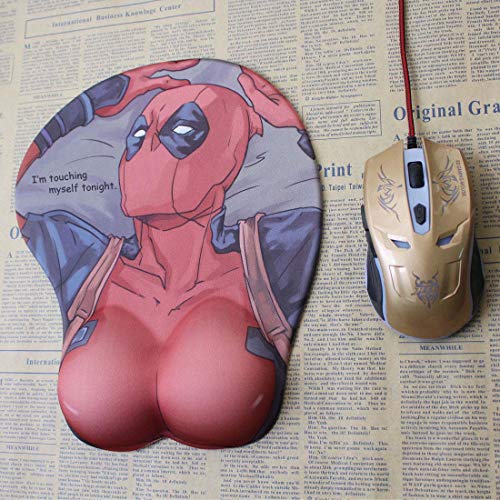 Nixlaor Marvel Comics Deadpool Boobs 3D Mouse Pad With Wrist Support Rest Mat #TOP4