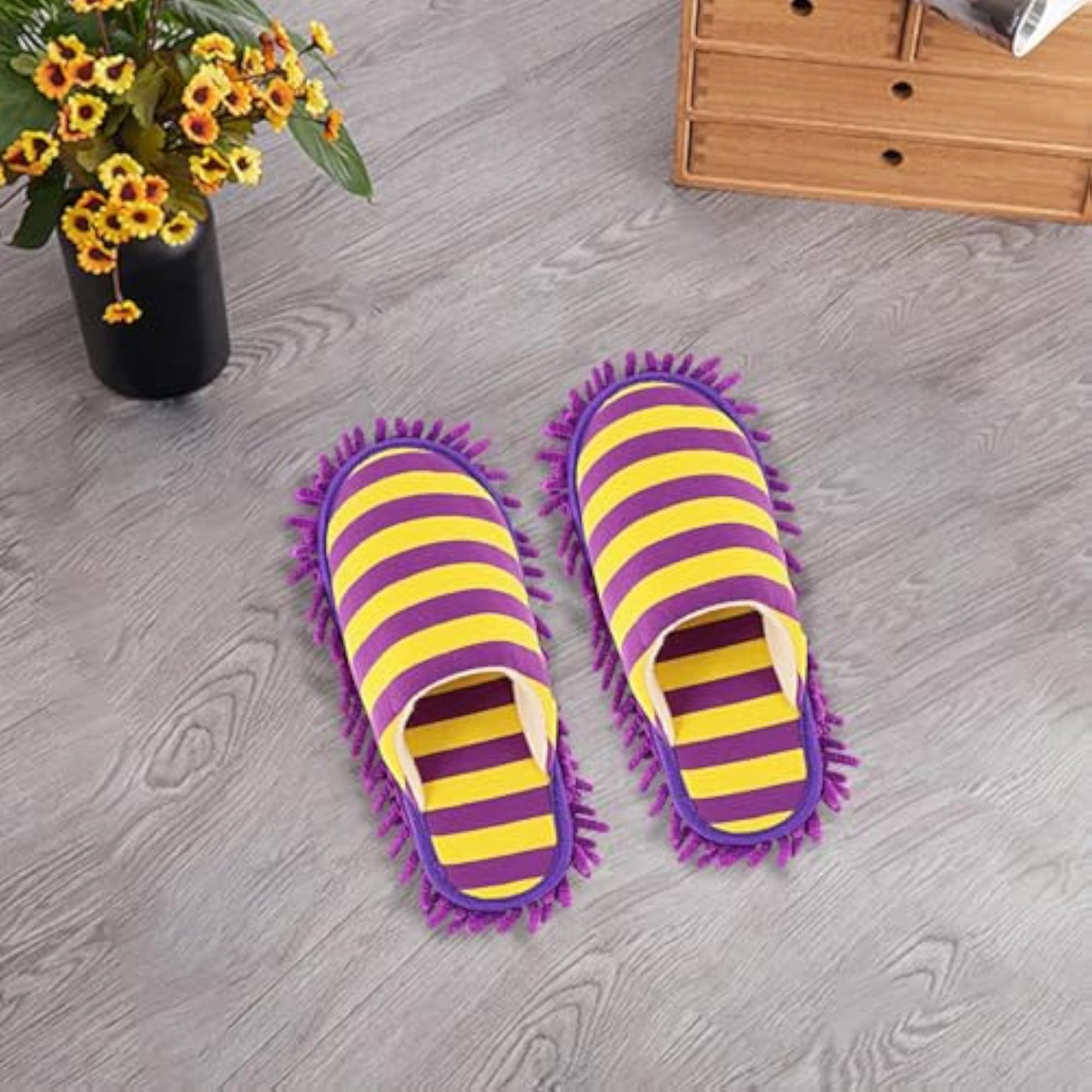 Washable Soft Chenille Floor Slippers for Office, Women & Men