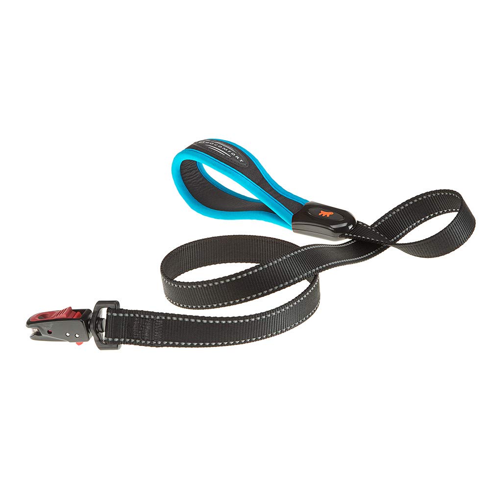 Ferplast ERGOFLUO G Dog Lead - MATIC Automatic Closure Technology - Soft Padding - Reflective & Anti-Abrasion - Extra-Resistant Seams - Italian Design - 120 x 2.5 cm, Blue