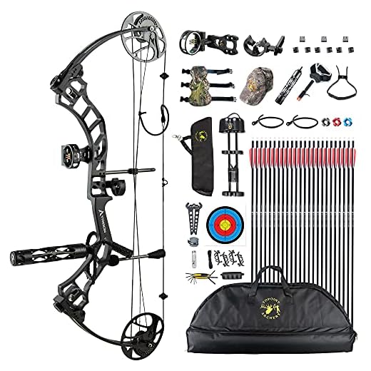 Topoint Trigon Compound Bow Full Package,CNC Milling Riser,USA Gordon Composites Limb,BCY String,19"-30" Draw Length,19-70Lbs Draw Weight,IBO 320fps (Black)