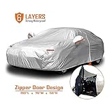 CARBABA Car Cover, Universal Full Car Covers with Zipper Door, 6 Layers All Weather Protection Waterproof/Windproof/Scratch Resistant/Reflective Strips for Sedan Wagon Use (186' - 190')