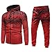 Survetement Homme Ensemble Sweatshirt 2 Pièces Sports Sweat à Capuche Zippé Camouflage et Pantalon Sport Jogging Sportif Slim Veste Pas Cher Marque Vetement Automne Hiver Rouge 3XL XC113
