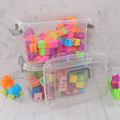 Doryh 5 L Plastic Lidded Storage Bin, 6 Pack Clear Latch Container Box With Handle #TOP6