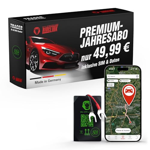 RideLink Tracer Go 2G GPS Tracker Auto Motorrad LKW - Peilsender mit SIM Karte, Echtzeit Live Tracking & Diebstahlmelder, Inklusive Navigation, IP54 Wasserdicht, Deutscher Support - Made in Germany